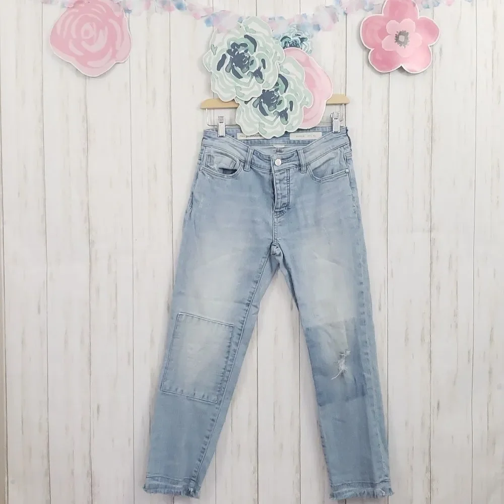 Pilcro & The Letterpress Hyphen Boyfriend Cropped Jeans Raw Hem Size 25 - Picture 4 of 11